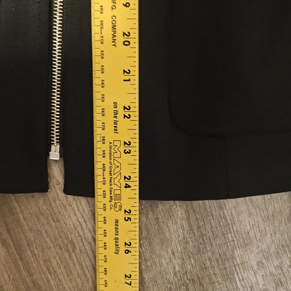 Jones‎ New York Collection Blazer Women 8 Black Zip Front Stretch Pockets New